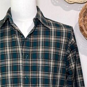 VTG Sir Pendleton Wool Shirt Long Sleeve Button Up Green Plaid Size Medium